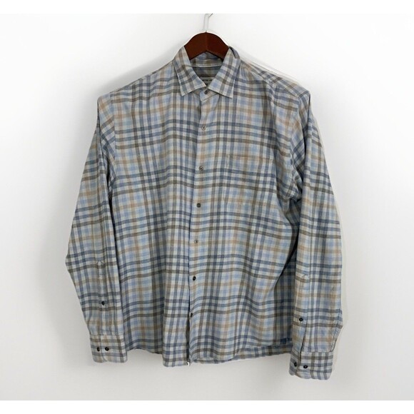 Peter Millar Hill Point Shirt Men’s L Blue Plaid Cotton Button Up Preppy - Picture 1 of 8